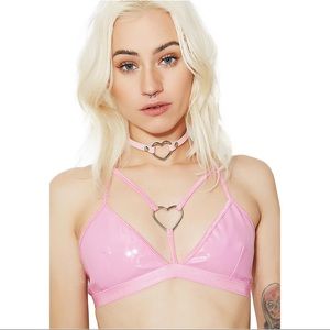 NEW Sugar Thrillz Love Bite Vinyl Bra Top NWOT
